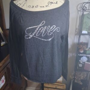 Victoria's Secret Dark Grey Top W/ Embellishments "Love" Size Medium